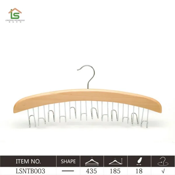 Custom Luxury Wooden Scarf Neck Tie Belt Hangers For Display photo-2