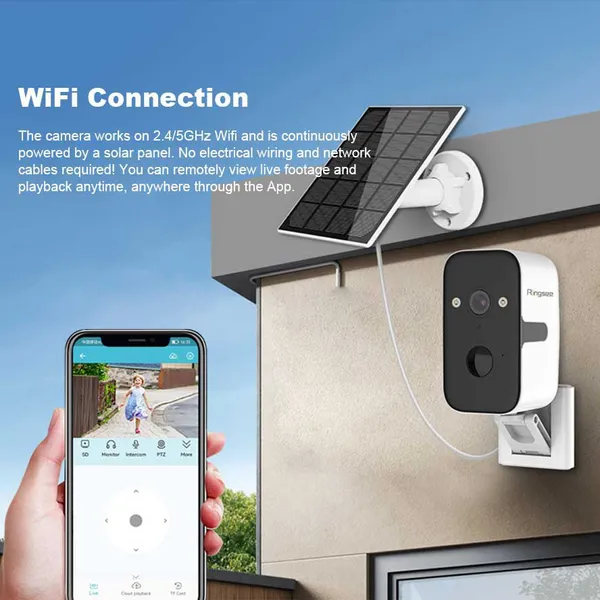 Ringsee Custom AOV OKAM Pro PTZ Home Security Camera Outdoor AI Motion Detection Camera Smart WIFI Camera With Solar photo-2