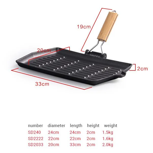 High Quality OEM Service Cast Iron Grill Pan/griddle Pan/bbq Grill Preseasoned Cast Iron Steak Pan Frying Pan With Long Handle photo-2