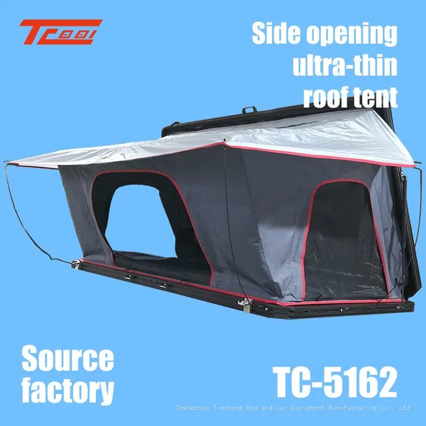 Car Rooftop Tent Thin Hard Shell Side Opening Folding Roof Tent Suitable ForJeep SUV Truck Van,Camping Car Roof for 2-3 Person