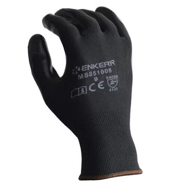 Enkerr Ms851005 Black Nitrile Coated Oil-resistant Protective Gloves