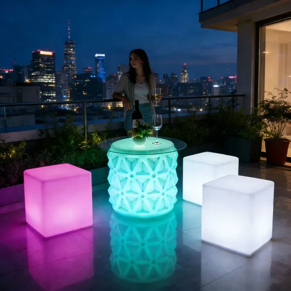 Luxury American Diner Luminous Two Seat Bar Set KTV Lounge Night Club Outdoor Hotel Furniture Party LED Eco-Friendly Water photo-3