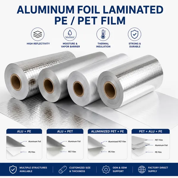 Perfect Aluminum Foil Laminated PE & PET Film, Multi-layer Composite Foil Film for Thermal Insulation Packaging