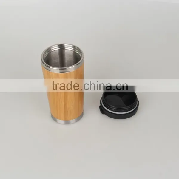 Made in China Mlife Wholesale High Quality Mini 350ml Double Wall Stainless Steel Vacuum Bamboo Flask, Bamboo Tea Travel Mug Supplier's Choice photo-4