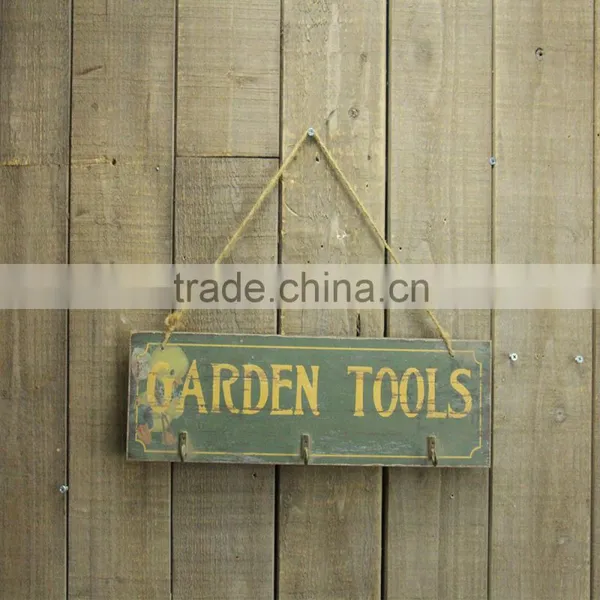 Vintage Handmade Customized Wooden Wall Pallet Sign With Hooks photo-2