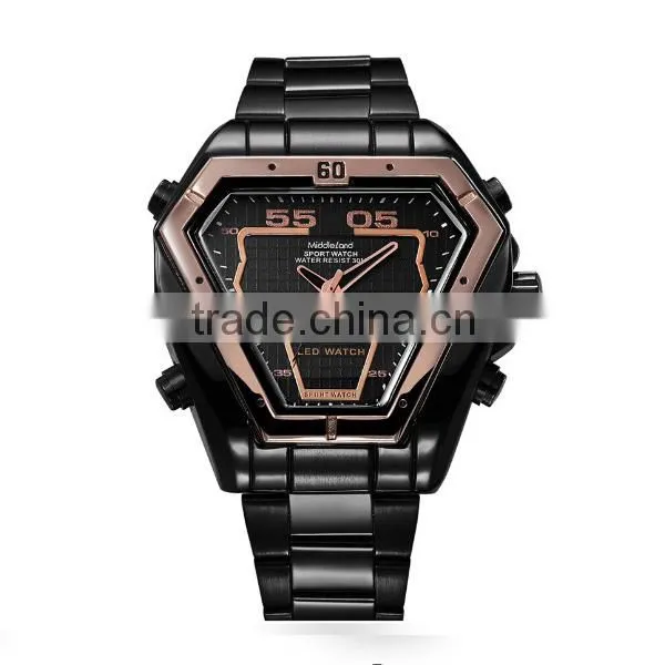 2015 Japan Movement Double ca Lendar All Stainless Steel Watches Waterproof photo-5