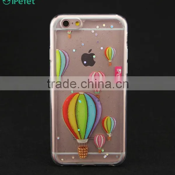 Crystal Glitter Unique Custom Printing Flexible TPU Clear Cover Case For IPhone 6/S Quality Choice