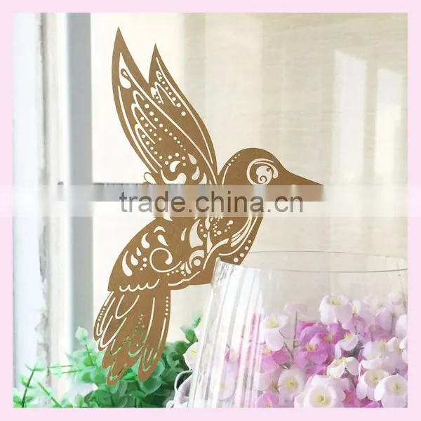 China Wholesale Cheap Laser Cut Wine Decoration Wine Claim to Decorate Your Party Party Favor Laser Cut Paper Bird Designpattern photo-2