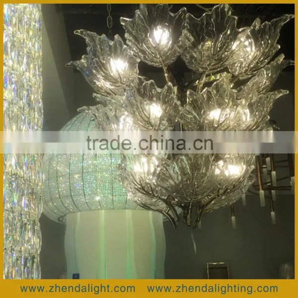 2016 Newest Decorative Art Hand Blown Glass LED Maple Leaf Chandelier Pendent Light photo-6