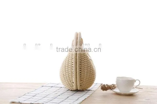 Fashion Girl's Beige Paper Straw Craft Bag photo-2