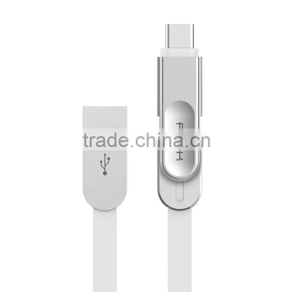 ROCK Cobblestone Type c 2in1 Cable 1m Typec and Micro USB Mutifunction Metal TPE Fast Sync Cable photo-2