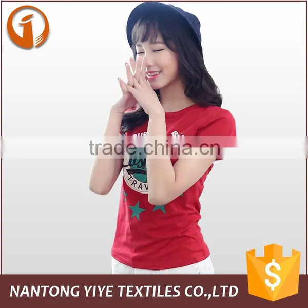 2016 Wholesale OEM Skin Tight Ladies Slim Fit Red T Shirts photo-2