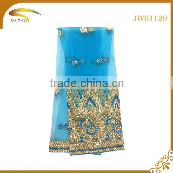 Wholesale High Quality Nigerian Decorative Embroidery 3D Patterned Silk Fabric for Bridal Dress photo-4