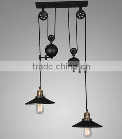 2 Head RH Loft Industrial Vintage E27 American Country Pulley IronPendant Lamps Adjustable chandelier Retractable Bar Lighting