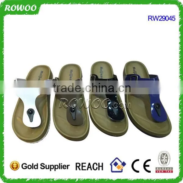 Hot Sale PU Flip Flops Style Cork Wood Slipper photo-2