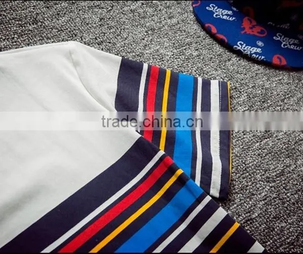 The 2016 Summer Printed the New Men's Short Sleeve T-shirt for Colourful Stripe t Shirt photo-4