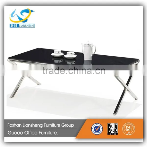 Modern Design Stainless Steel Base and Tempered Glass Top Coffee Table GDJ005-1 photo-2