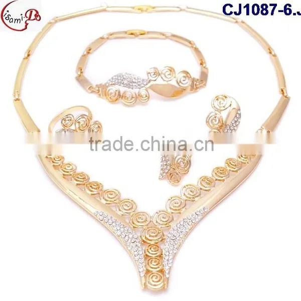 CJ1087 Gold Latest Italian Fashion Top High Quality Various Design Jewelry With Rhinestone Matching Dress for Party/wedding photo-3
