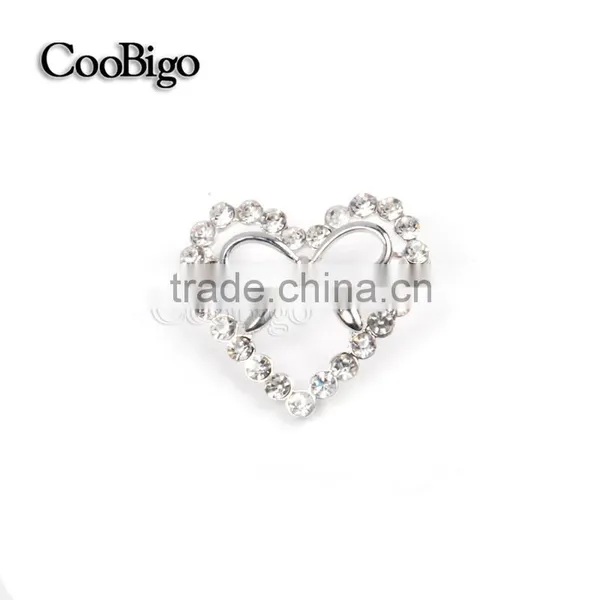Fashion Jewelry Rhinestone Silver Heart Bowknot Brooch Lady Girls Dresses Hijab Scarf Party Gift Apparel Promotion Accessories photo-3