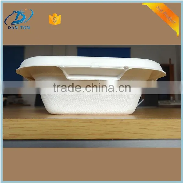 Fluting Lidded Disposable Quadrate Paper Pulp Lunch Box photo-2