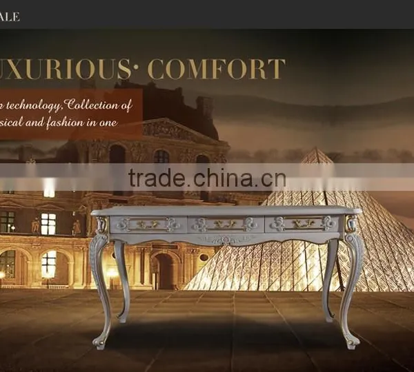 French Baroque Style Luxury Executive Office Desk/ European Classic Wood Writing Table/ Retro Furniture photo-3