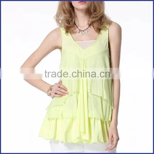 Plus Size Sleeveless Women Summer Chiffon Dress With Low Prices Made in China