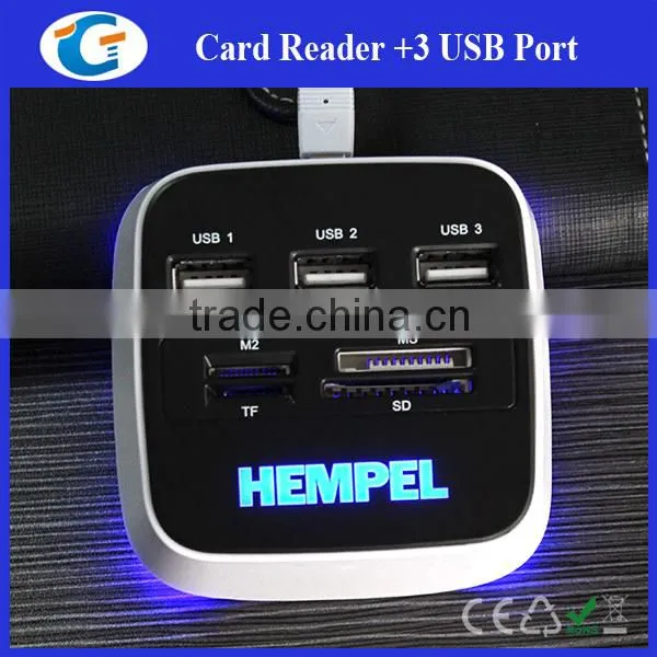 Laser Engraved Light Up Logo ABS Plastic RoHS Micro USB Hub photo-2