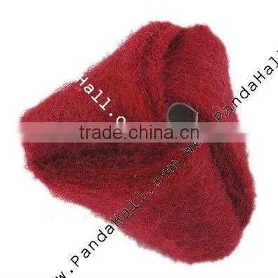 Handmade Woven Cloth Beads, Triangle, DarkRed, Size: About 27mm Long, 28mm Wide, 28mm Thick, Hole: 3mm(FIND-P010-1)