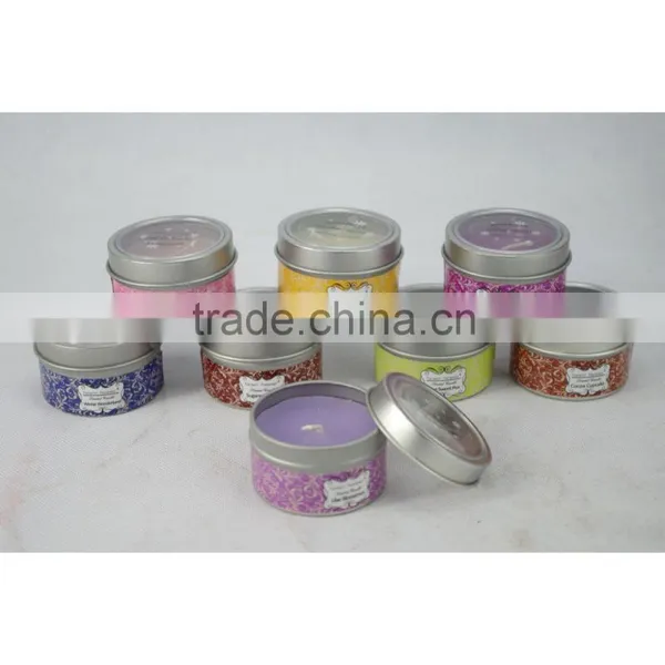 Sccented Colored Tin Candle With Lid/ Size 50mm D* 30mm H