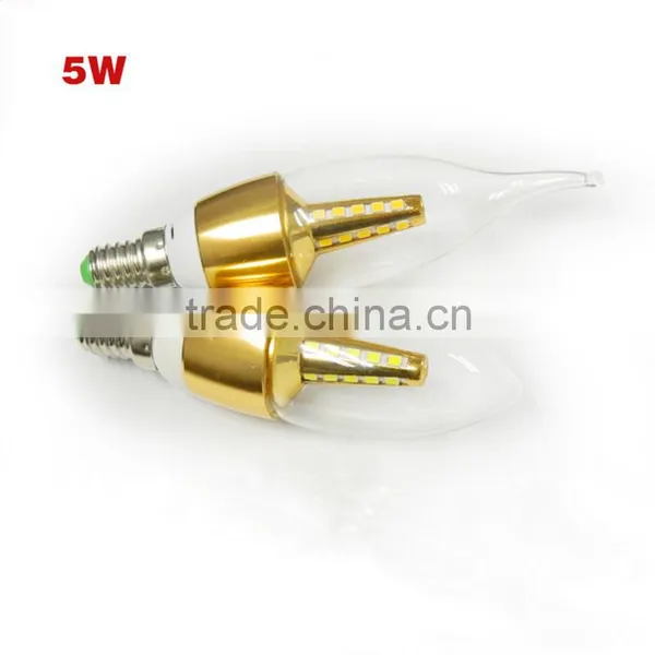 High Brightness Aluminum Alloy 5W LED Bulb Light 220V E14 LED Candle Light photo-3