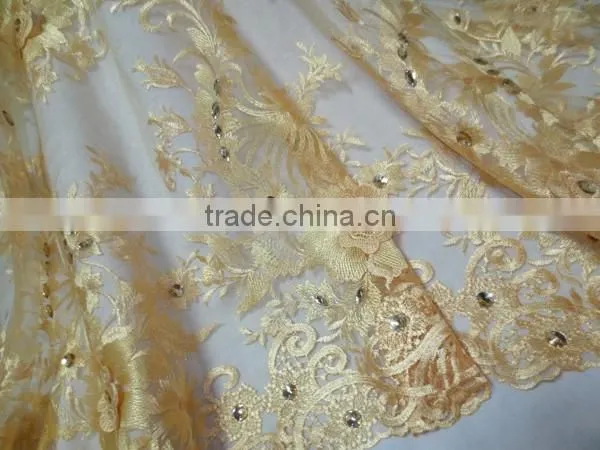 2015 African Embroidery French Lace With Beads for Ball Gown/Wedding Dress Fabric photo-3