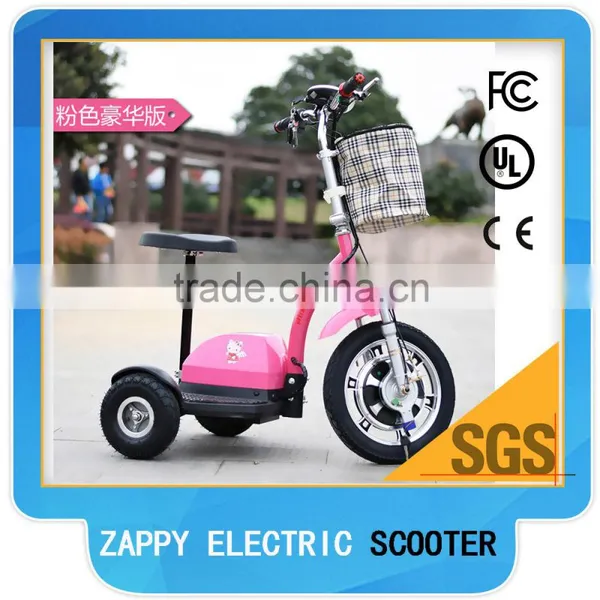 2015 Modern Design 350w 500w Brushless Motor High Quality Economic ZAPPY Three Wheel Electric Scooter