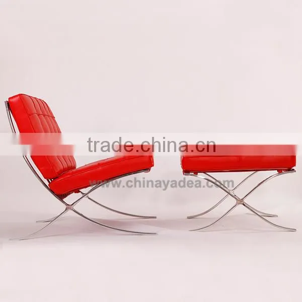 Black/white/brown/red Leather Barcelona Chair photo-2