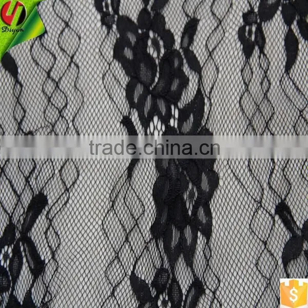 Factory Direct Cash #BY7509 Black Nylon Eyelash Fabric for Wedding Dresses photo-5