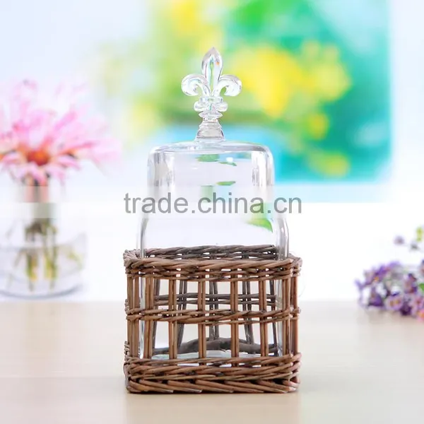 Wholesale Square Food Grade Glass Storage Jar With Willow Base photo-3