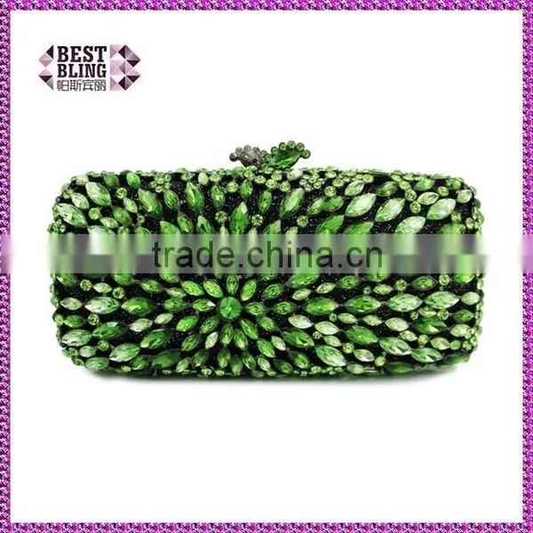 Bling Green Crystal Party Stone Bag Rhinestone Clutch Evening Bag Ladies Handbag (8717A-G2)