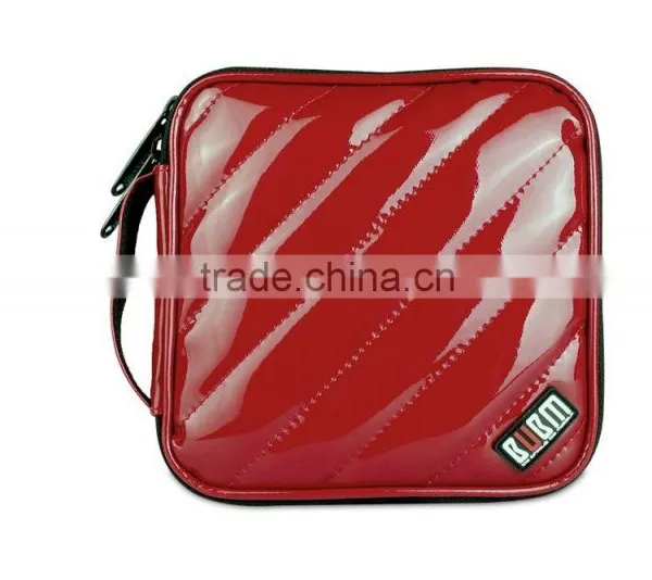 Hot Sale BUBM PU Leather Red Zipper Hand Bag CD Box,CD DVD Case photo-2
