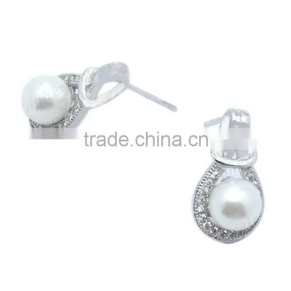 925 Sterling Silver Jewelry China Wholesale Flat Pearl Stud Earring photo-2