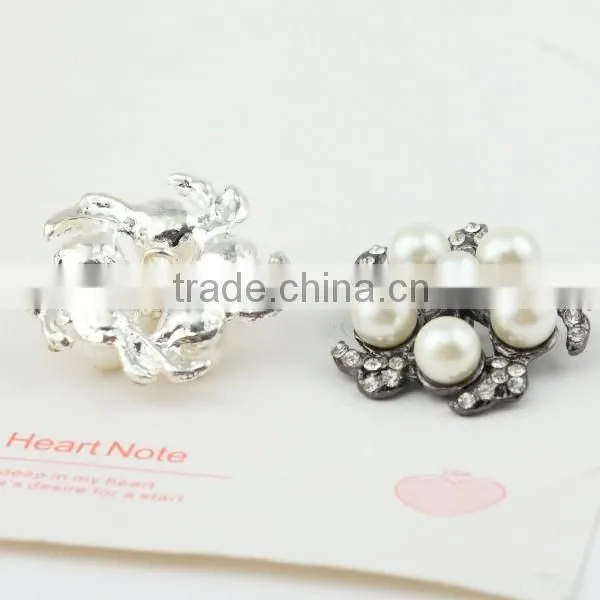 Flower Shape Decorative Vintage 888Crystal Rhinestone Button With Plastic Pearl for Wedding Bouquet photo-2