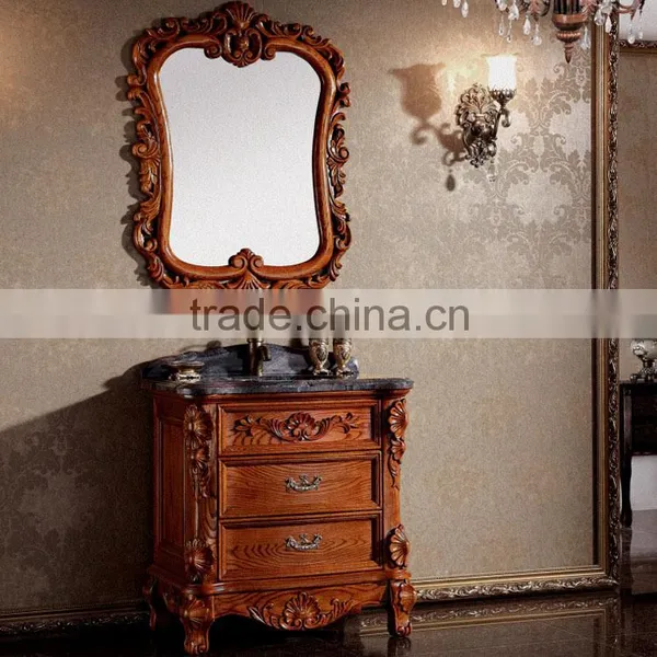 WTS3022 39 Inch Customized Wooden Classical Antique Bathroom Furniture in Cherry Yellow Finished photo-3