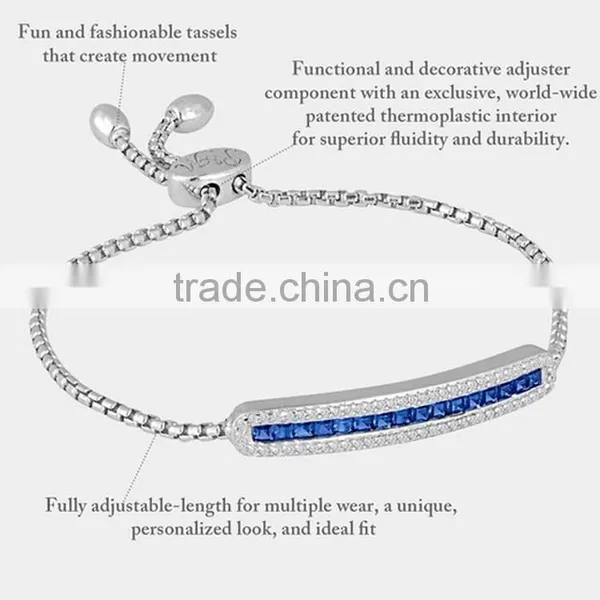Stainless Steel Monica Bracelet Sapphire Diamond Adjustable Bracelet photo-5