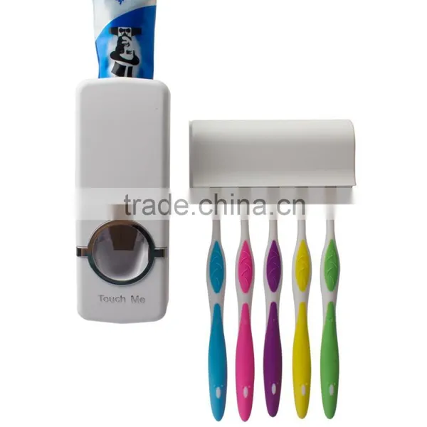 Hands Free Toothpaste Dispenser Automatic Toothpaste Squeezer And Toilet Brush/Toothbrush Holder Set photo-2
