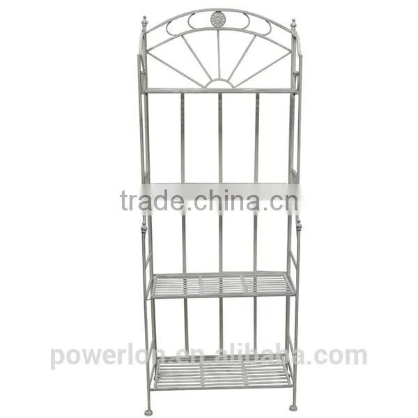 POWERLON White Antique 3-tier Metal Storage Garden Shelf Flower Plant Stand photo-3