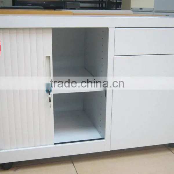 Steel 3 Drawer Cabinet Pedestal 3 Drawer Mobile Caddy With ABS Tambour Door Cabinet photo-3