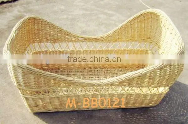 Hand Made White Baby Wicker Basket photo-5