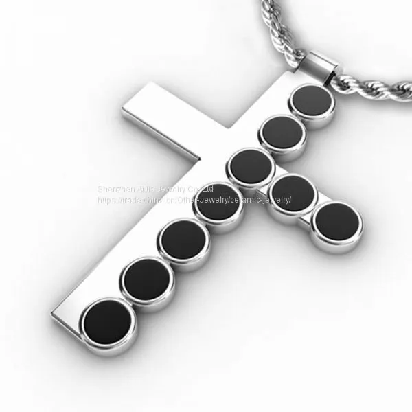 OEM / ODM Stainless Steel Pendant Black Cross Fashion photo-3