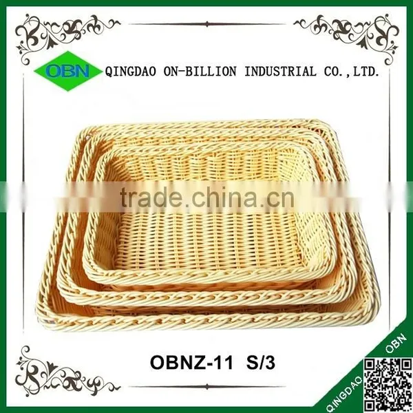 Rectangular Hand Weaving Plastic Rattan Basket for Bread photo-5