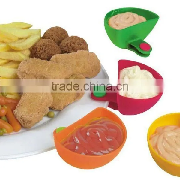 4 PCS Set Plastic Dip Clip Colorful Bowl Clip Mini Plate Sauce Clip photo-4