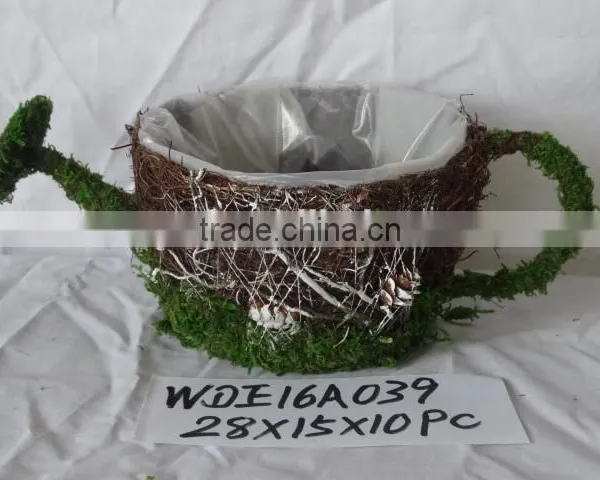 Decorative Moss and Sisal Flower Pot With Handle Material Moss,sisal, Grass,cornhusk photo-6