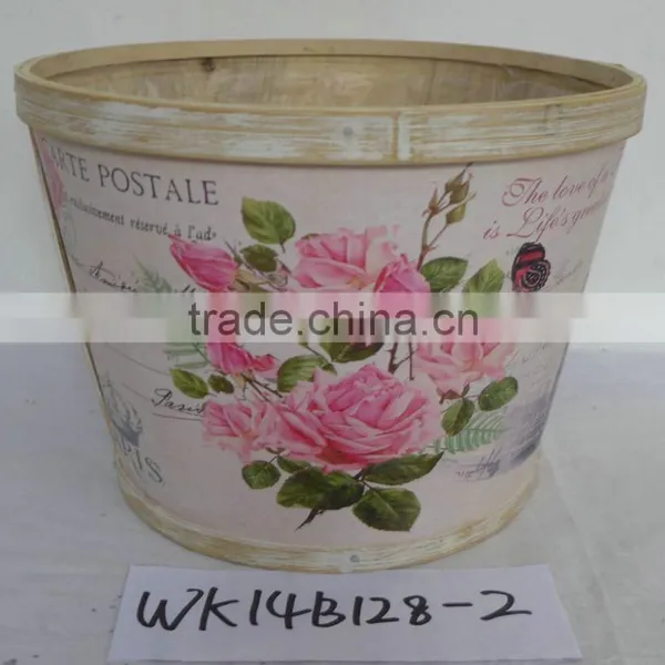 Decal Wooden Flower Pot Wood Pot With Plastic Liner Garden Decoration photo-4